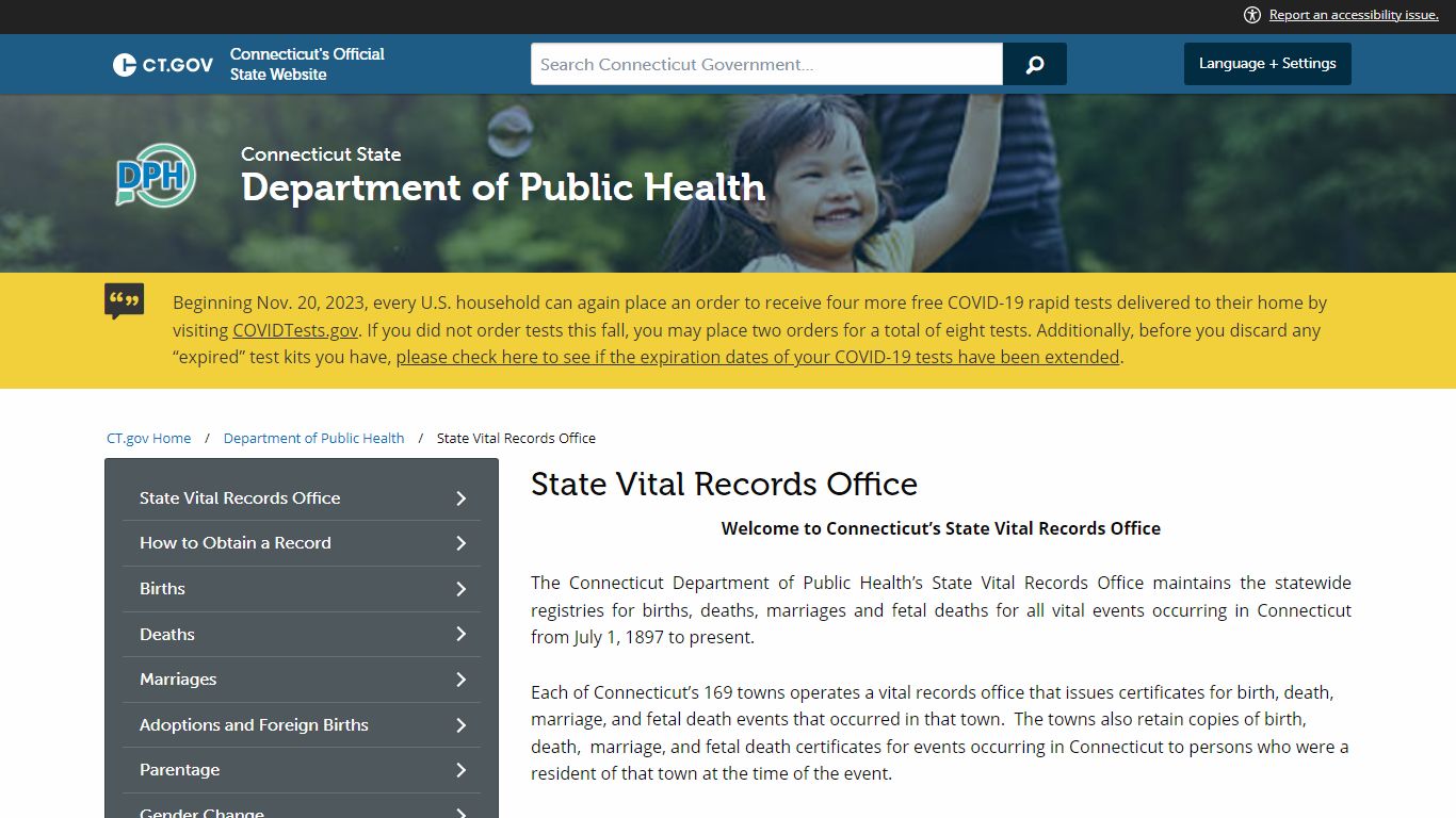 State Vital Records Office - CT.gov