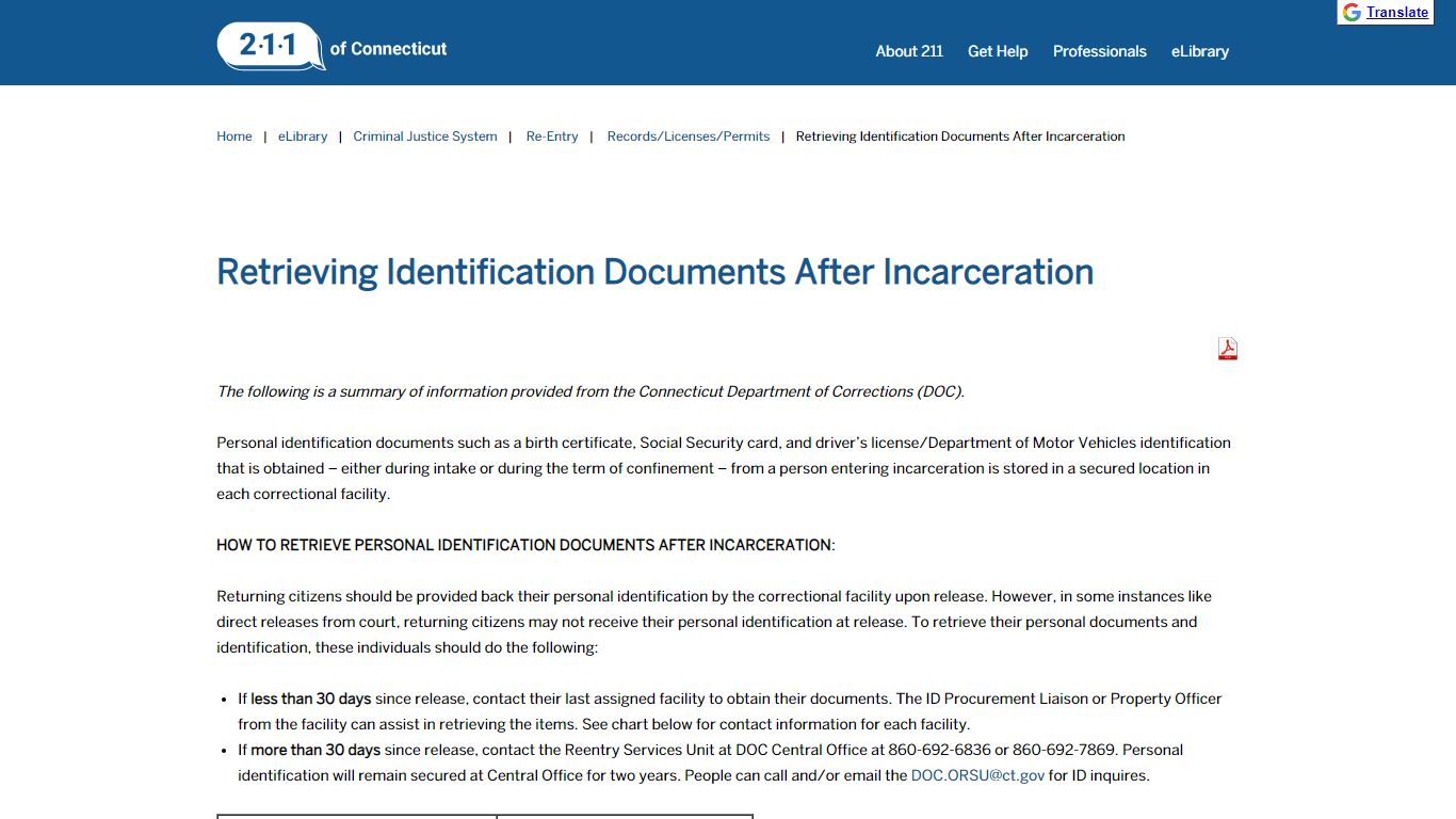 Retrieving Identification Documents After Incarceration